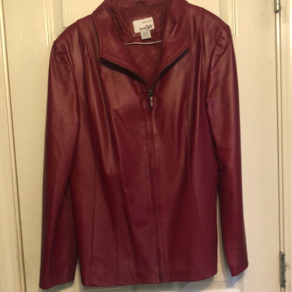 Women’s red genuine leather jacket